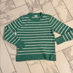 J. Crew Teal and White Striped Women's Sweater